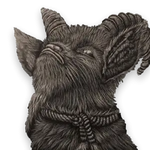 scratchbord art of goat mascot