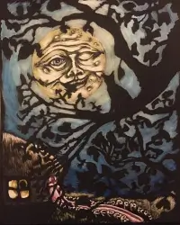 Scratchbord art titled: Feral