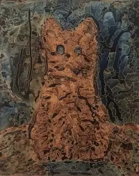 Scratchbord art titled: Ginger Cat